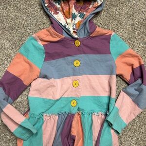 Matilda Jane Striped Hoodie Cardigan Girls Size 6 – Colorblock & Floral